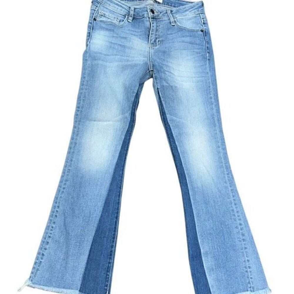 Hidden Jeans Two Tone Cropped Bell Bottom Flared Jeans Size 25
